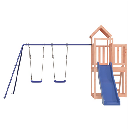 Playhouse with Slide Swings Solid Wood Douglas