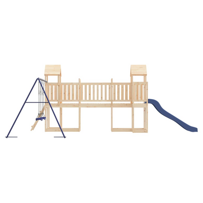 Playhouse with Slide Swings Solid Wood Pine