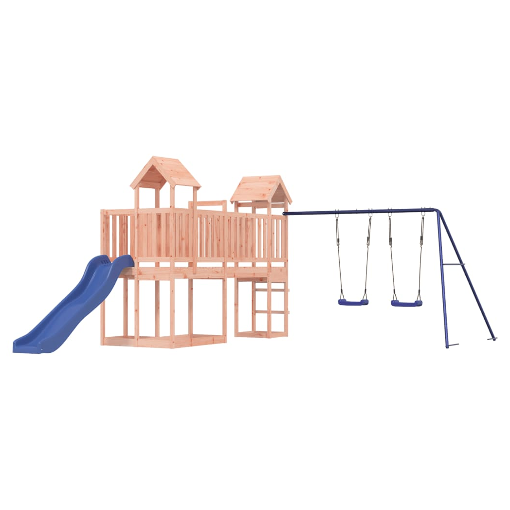 Playhouse with Slide Swings Solid Wood Douglas