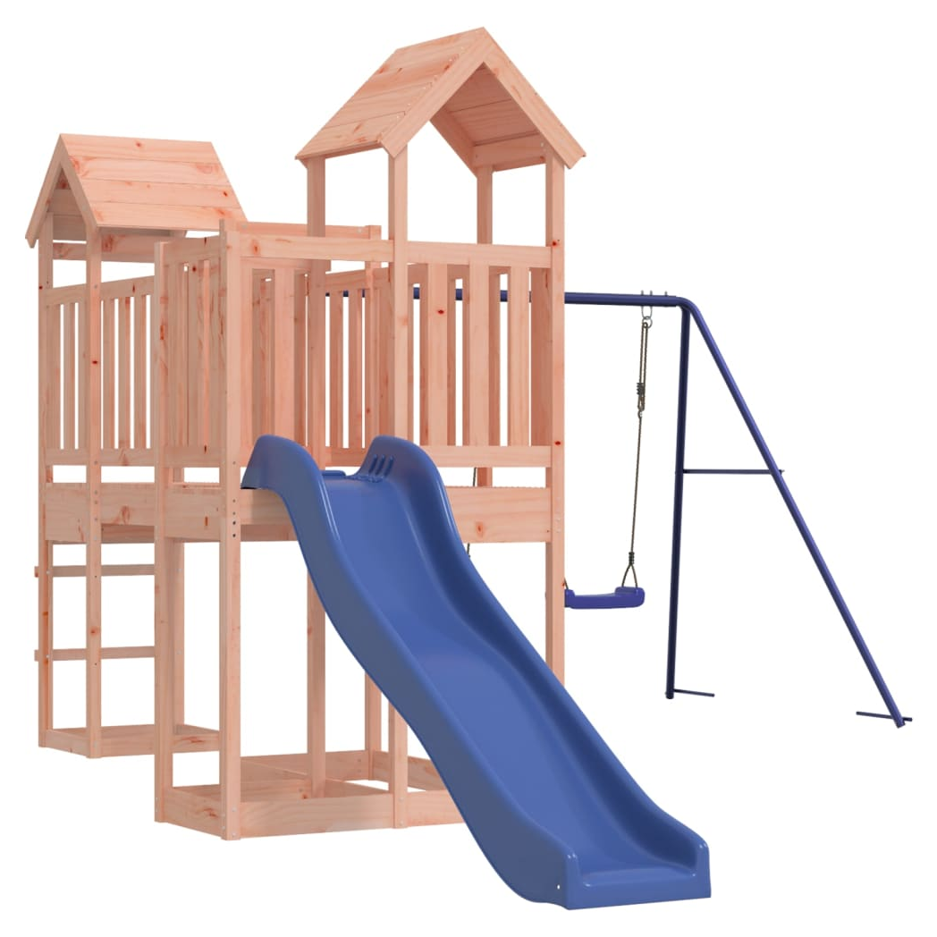 Playhouse with Slide Swings Solid Wood Douglas