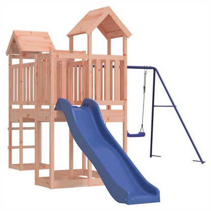 Playhouse with Slide Swings Solid Wood Douglas