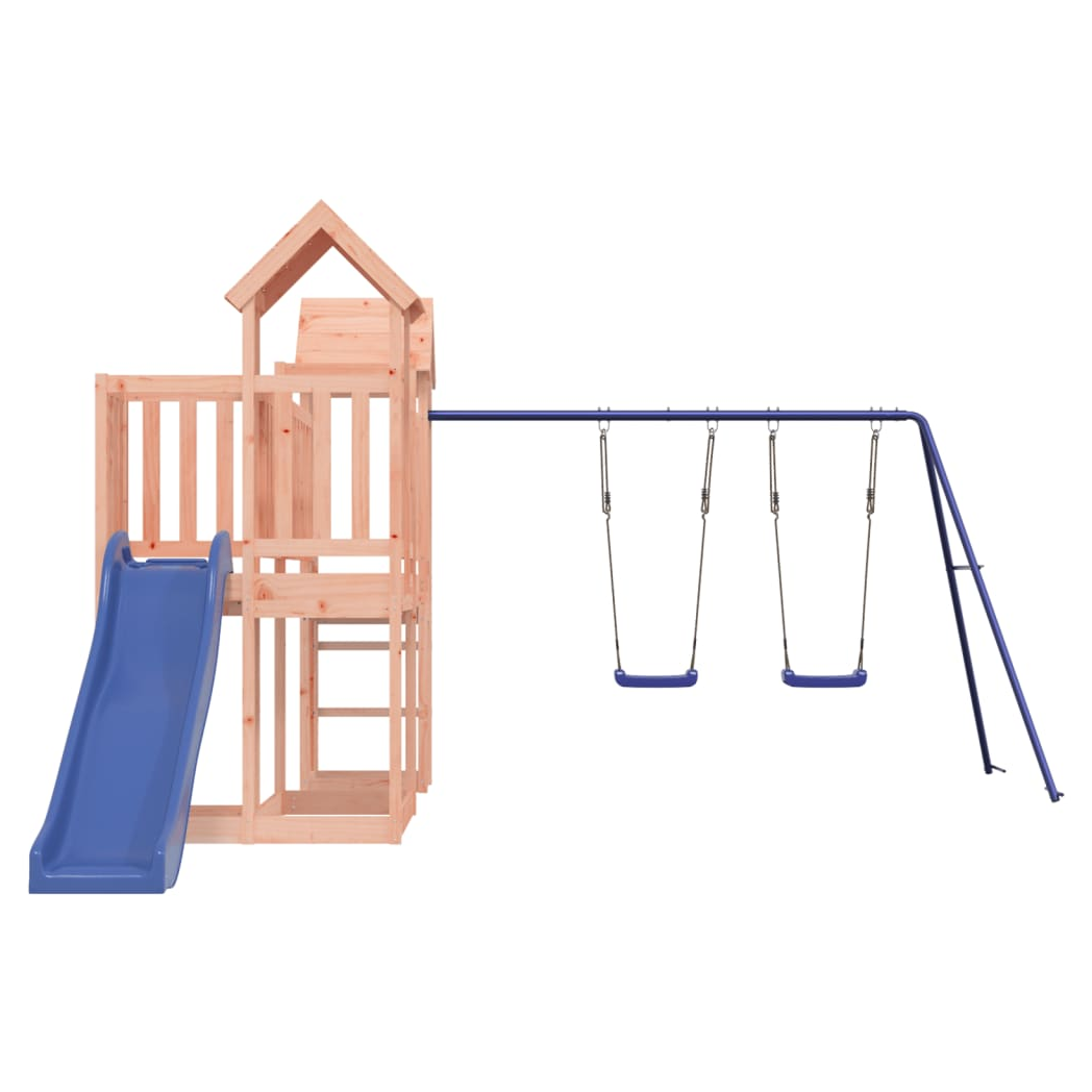 Playhouse with Slide Swings Solid Wood Douglas
