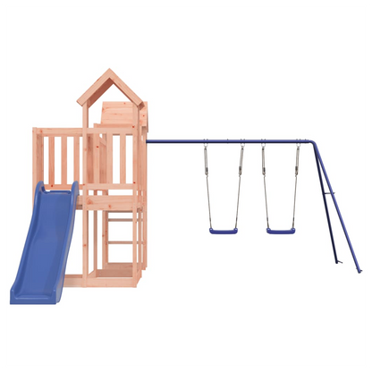 Playhouse with Slide Swings Solid Wood Douglas