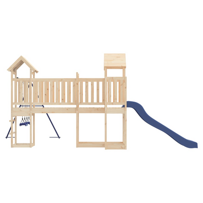 Playhouse with Slide Swings Solid Wood Pine