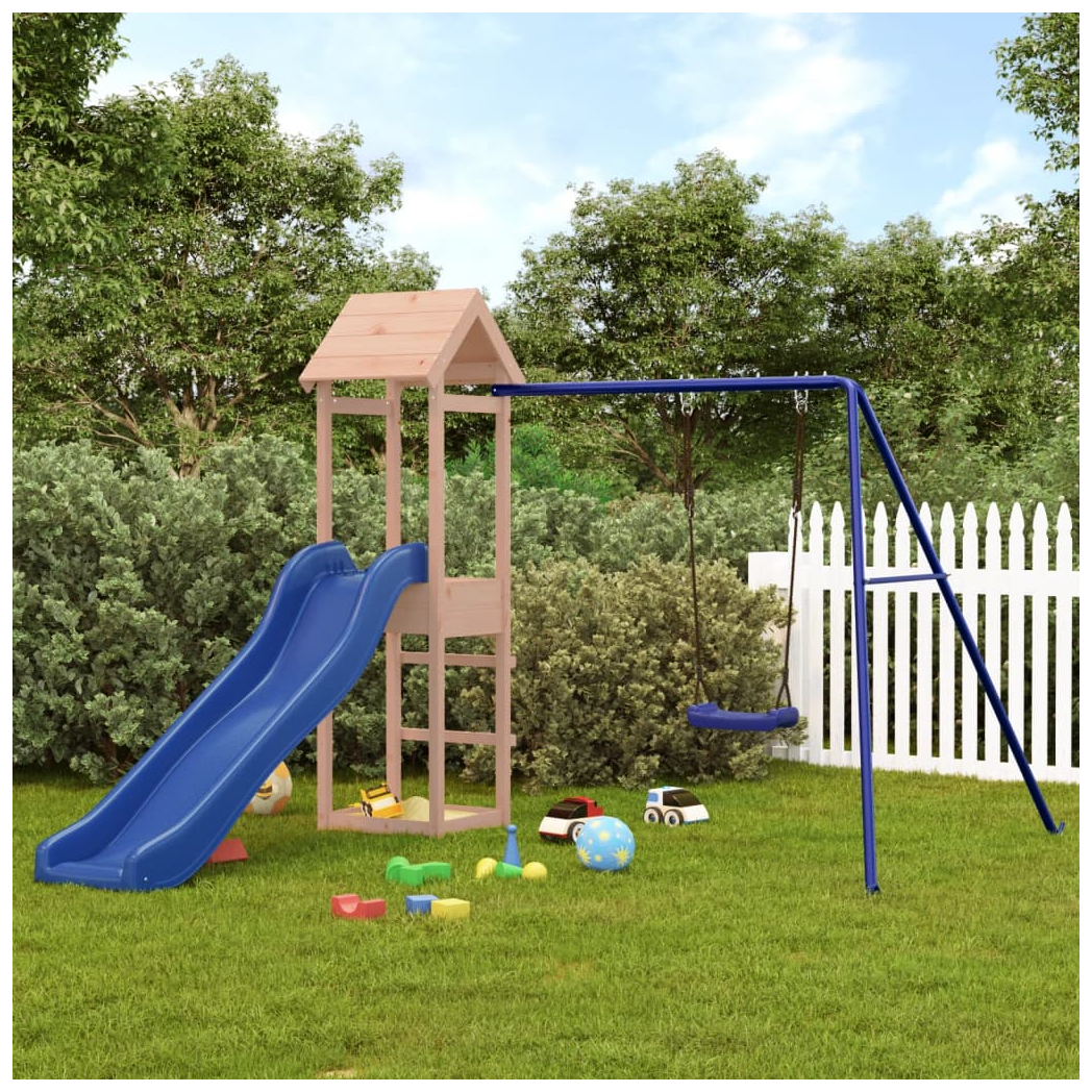 Playhouse with Slide Swing Solid Wood Douglas