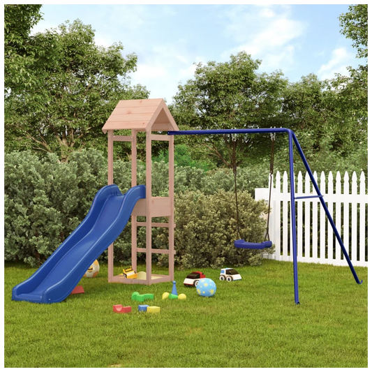 Playhouse with Slide Swing Solid Wood Douglas