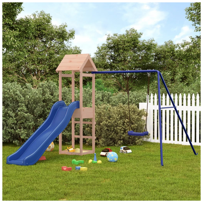 Playhouse with Slide Swing Solid Wood Douglas