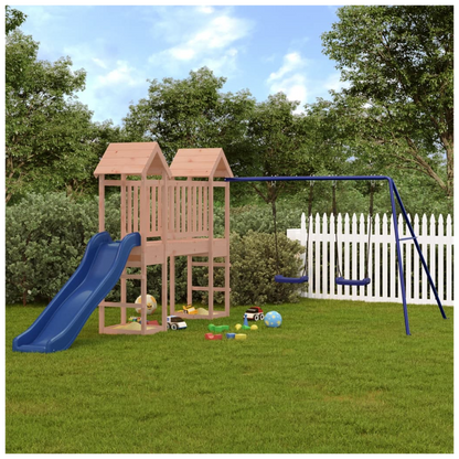 Playhouse with Slide Swings Solid Wood Douglas