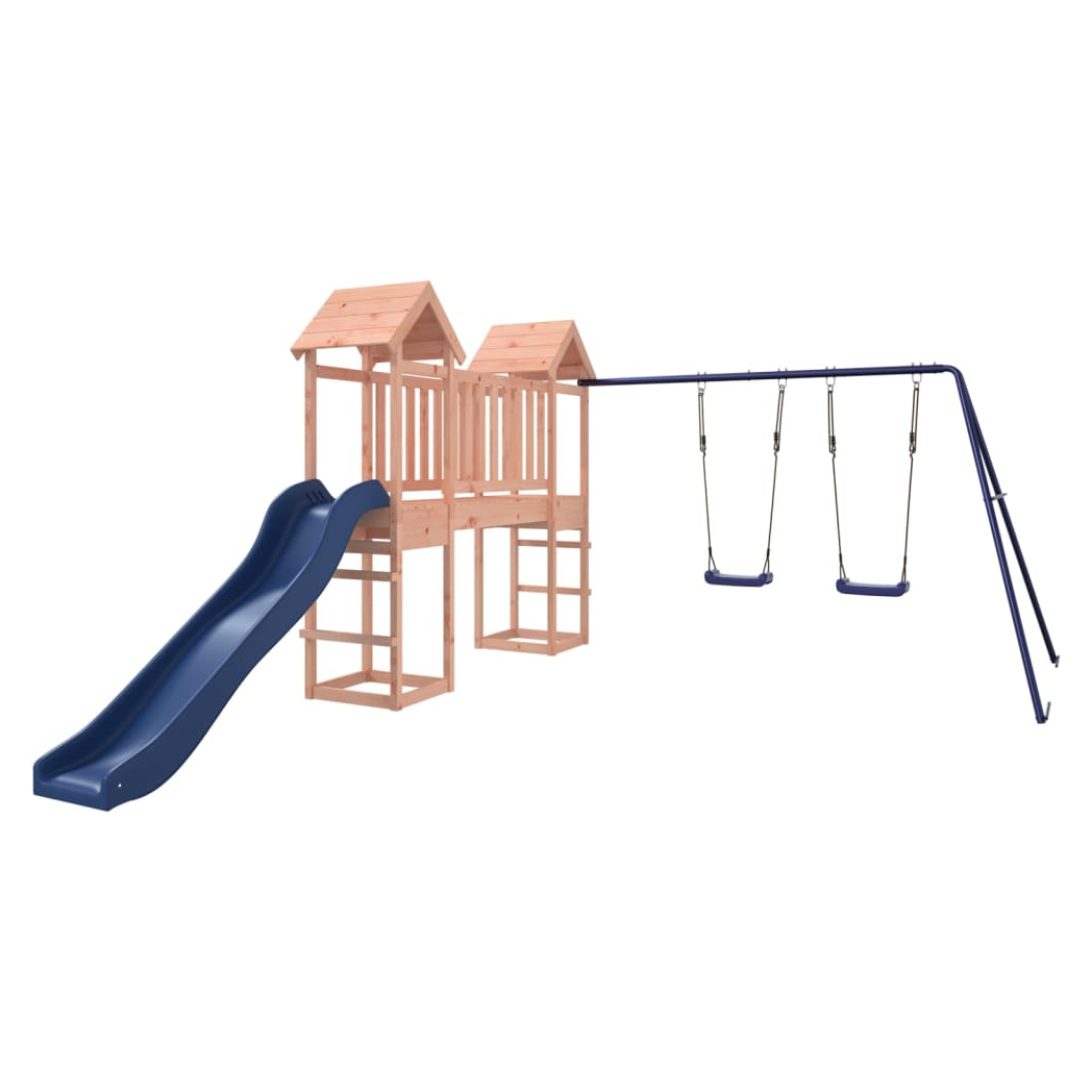 Playhouse with Slide Swings Solid Wood Douglas