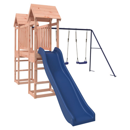 Playhouse with Slide Swings Solid Wood Douglas