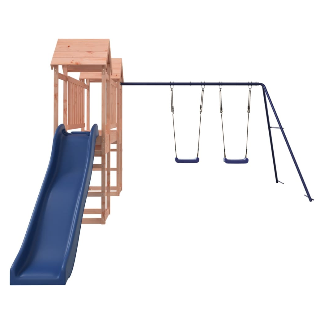 Playhouse with Slide Swings Solid Wood Douglas