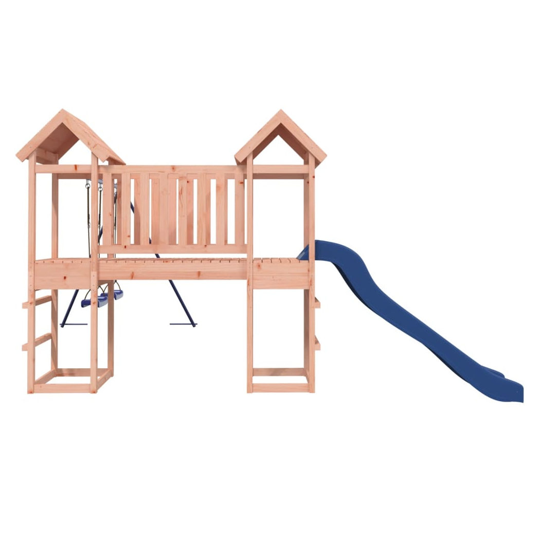 Playhouse with Slide Swings Solid Wood Douglas