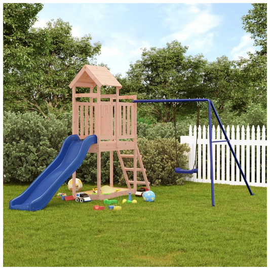 Playhouse with Slide Swing Solid Wood Douglas