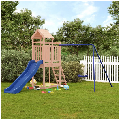 Playhouse with Slide Swing Solid Wood Douglas