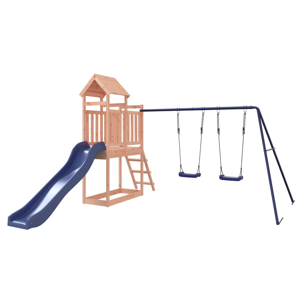 Playhouse with Slide Swings Solid Wood Douglas