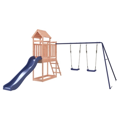 Playhouse with Slide Swings Solid Wood Douglas