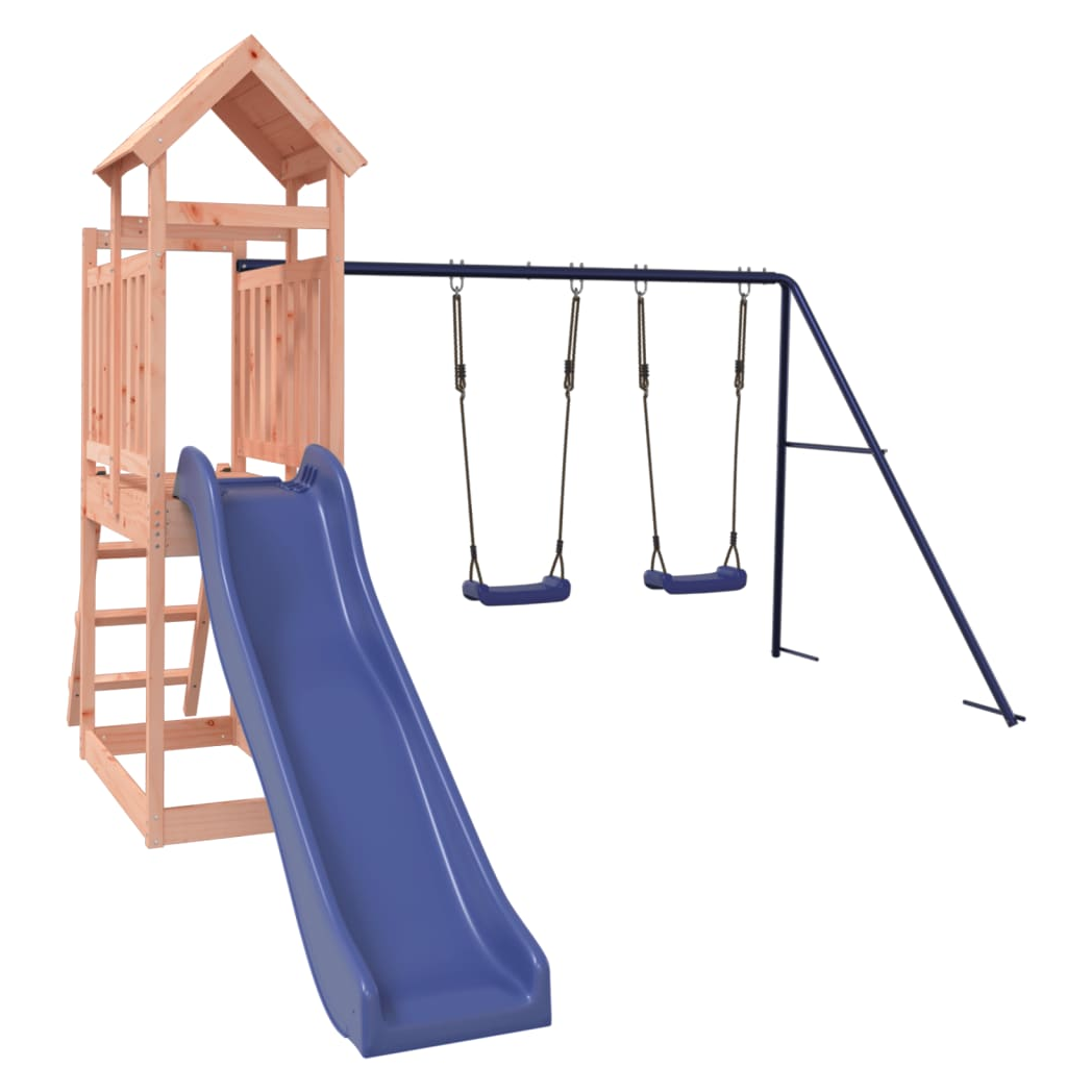Playhouse with Slide Swings Solid Wood Douglas