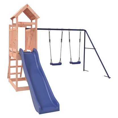 Playhouse with Slide Swings Solid Wood Douglas