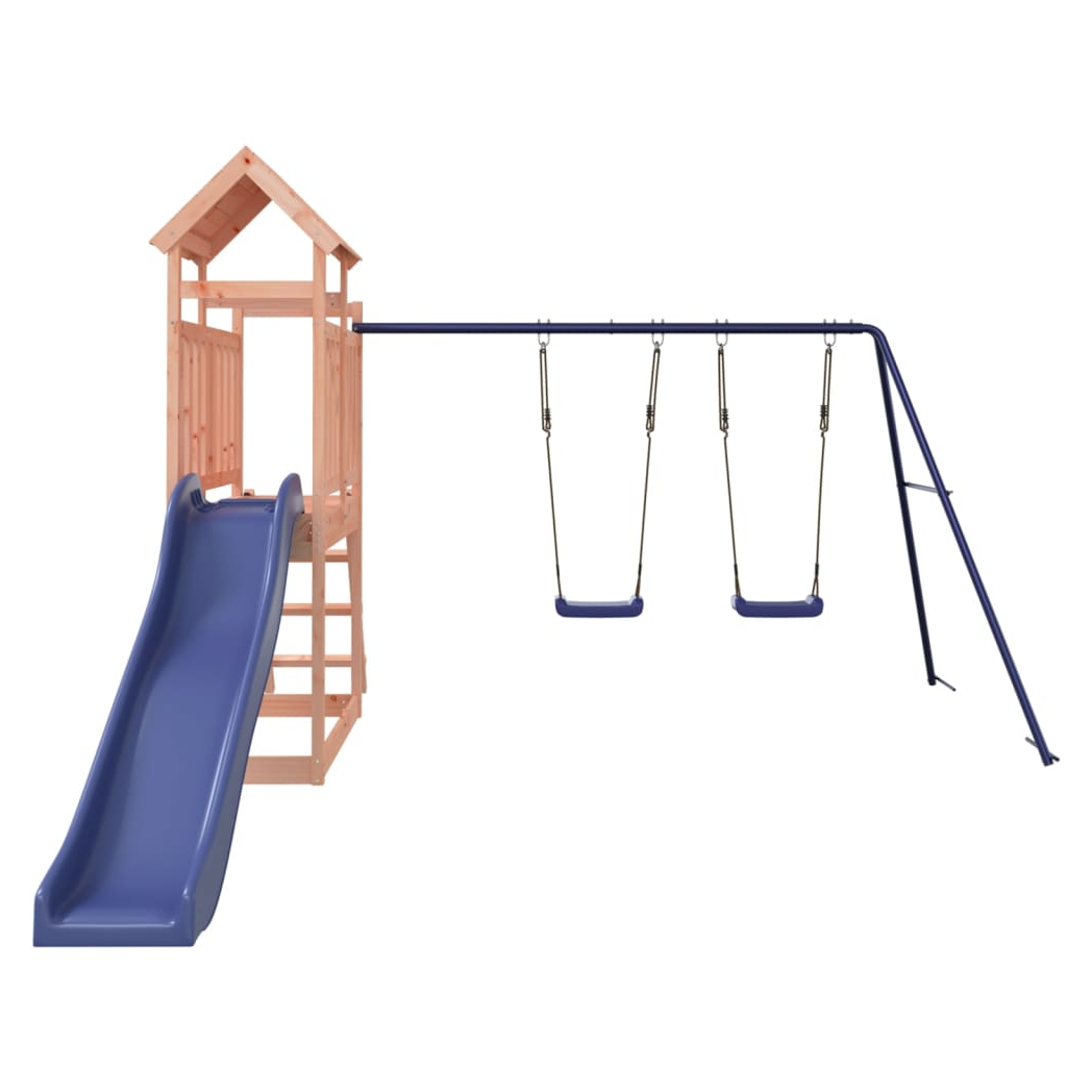 Playhouse with Slide Swings Solid Wood Douglas