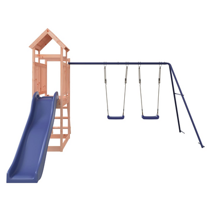 Playhouse with Slide Swings Solid Wood Douglas
