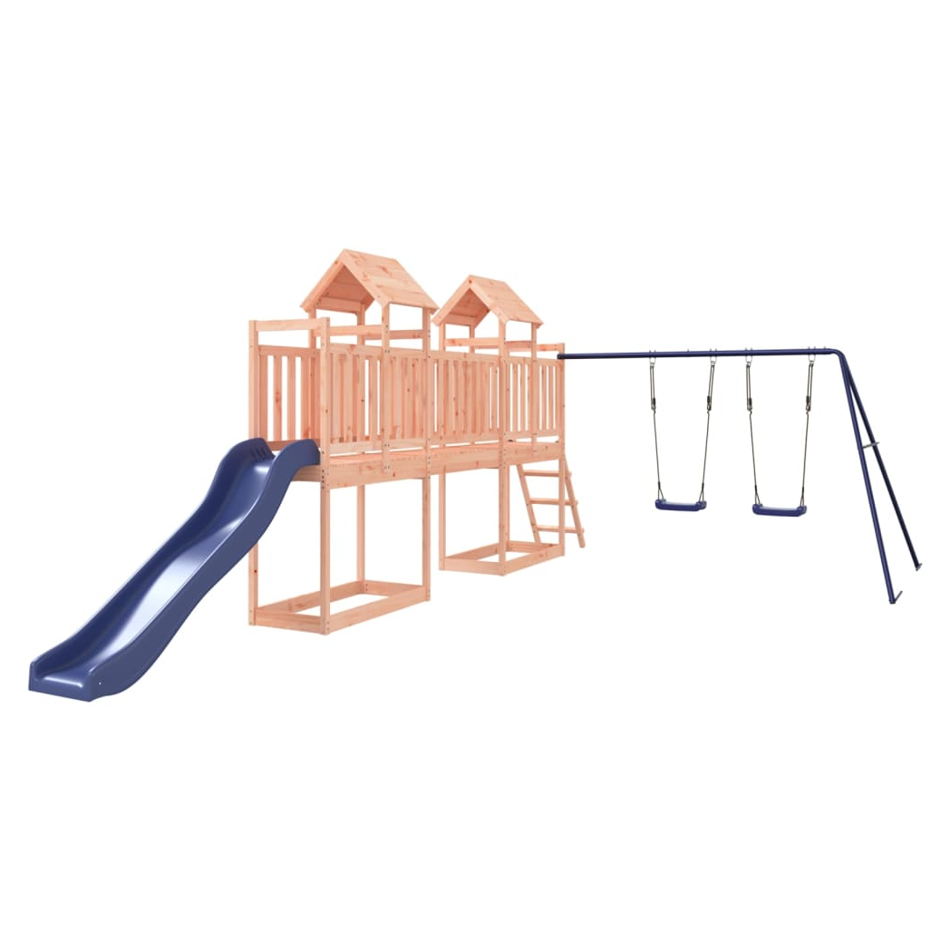 Playhouse with Slide Swings Solid Wood Douglas