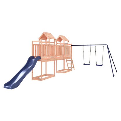 Playhouse with Slide Swings Solid Wood Douglas