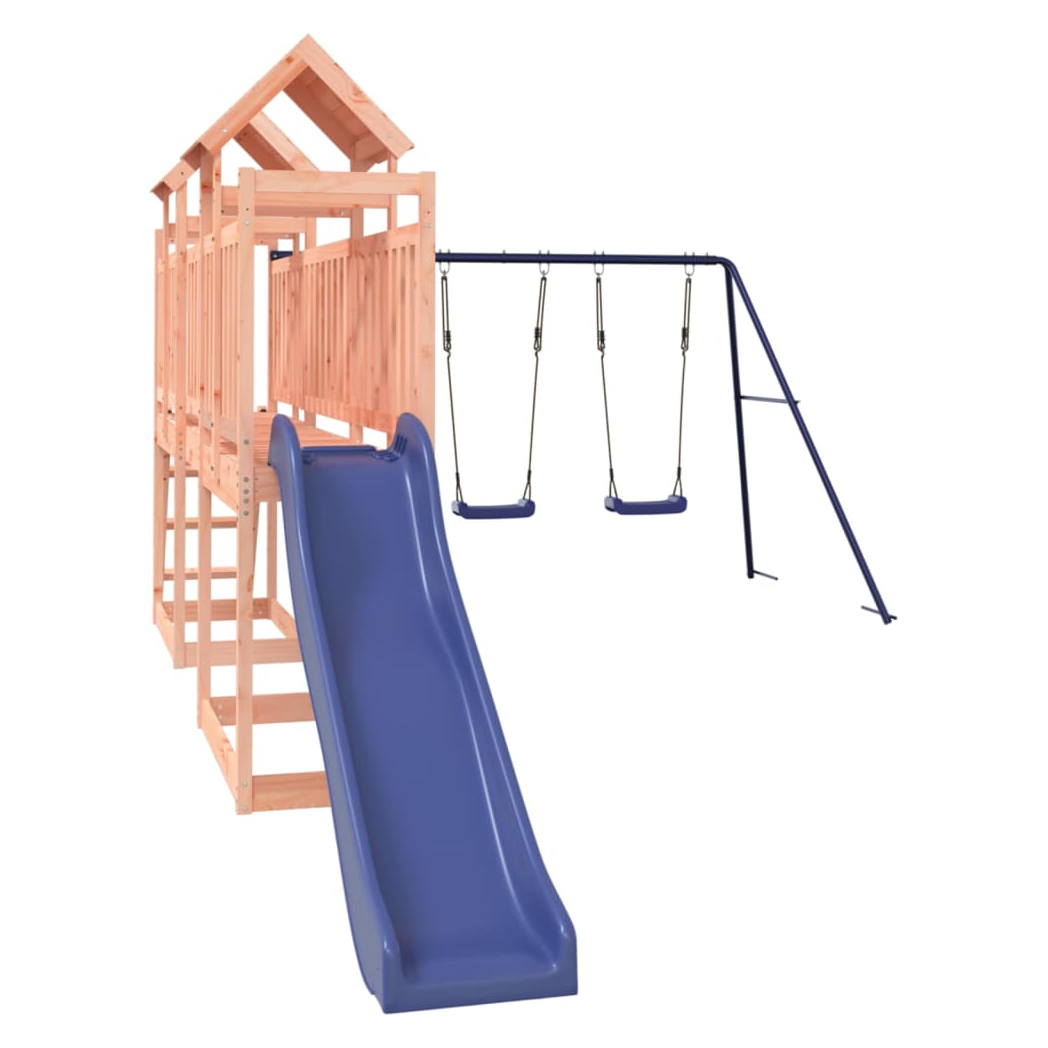 Playhouse with Slide Swings Solid Wood Douglas