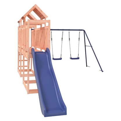 Playhouse with Slide Swings Solid Wood Douglas