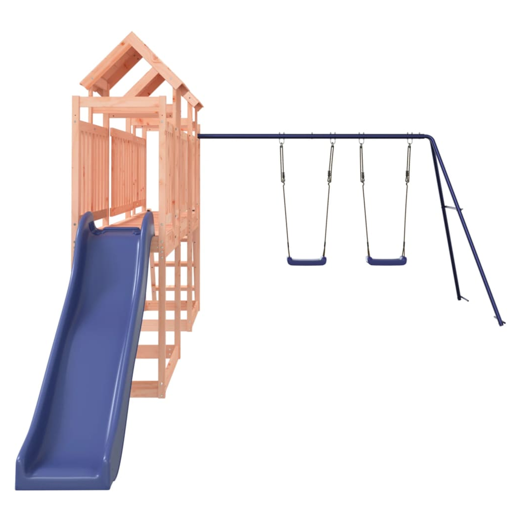 Playhouse with Slide Swings Solid Wood Douglas