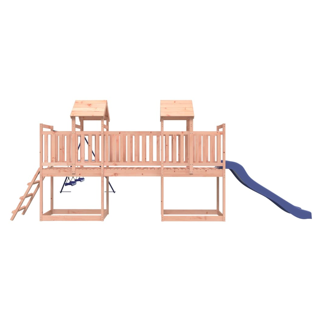 Playhouse with Slide Swings Solid Wood Douglas