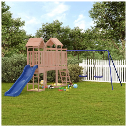 Playhouse with Slide Swings Solid Wood Douglas