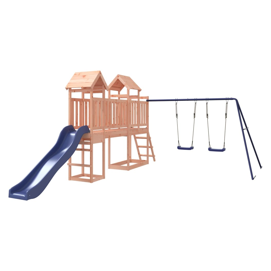 Playhouse with Slide Swings Solid Wood Douglas