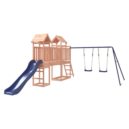 Playhouse with Slide Swings Solid Wood Douglas