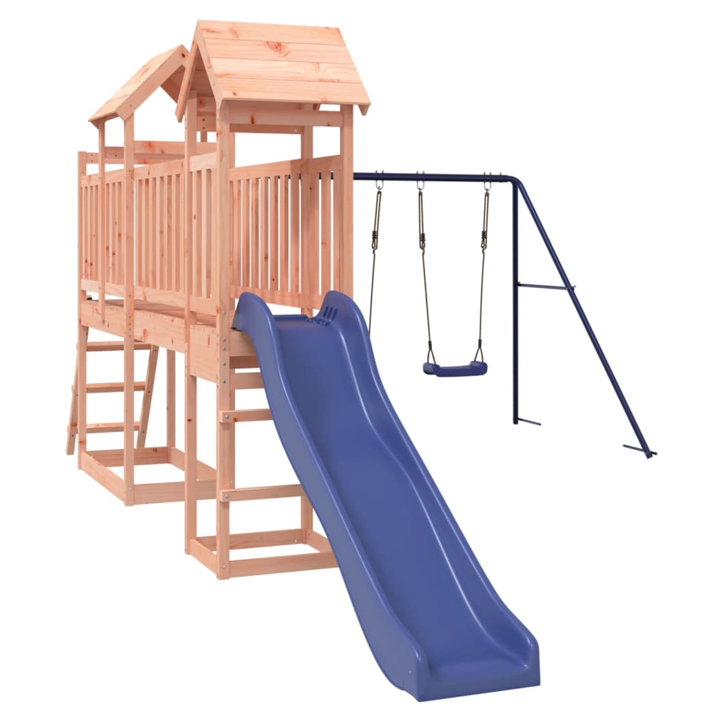 Playhouse with Slide Swings Solid Wood Douglas