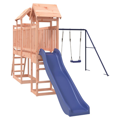 Playhouse with Slide Swings Solid Wood Douglas