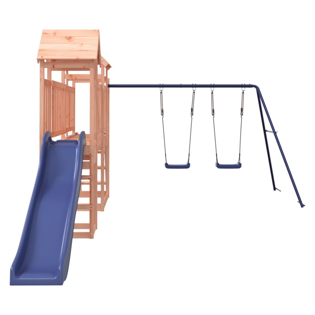 Playhouse with Slide Swings Solid Wood Douglas