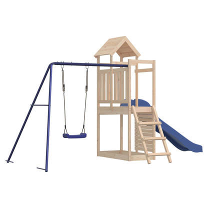Playhouse with Slide Swing Rockwall Solid Wood Pine