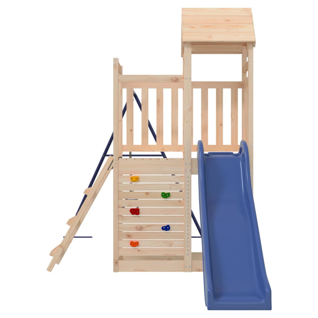 Playhouse with Slide Swing Rockwall Solid Wood Pine