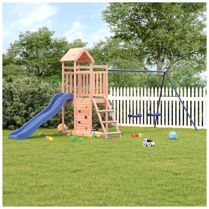 Playhouse with Slide Swings Rockwall Solid Wood Douglas