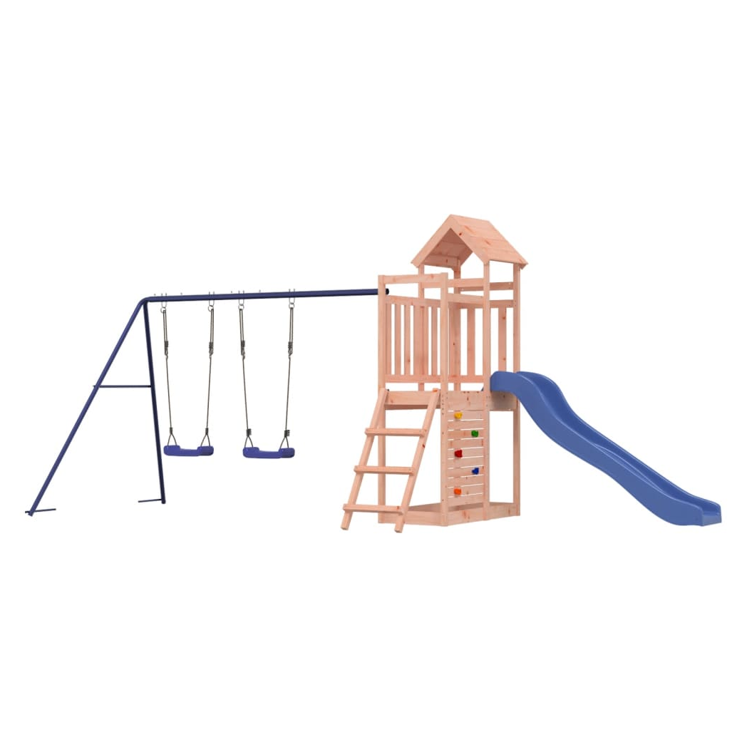 Playhouse with Slide Swings Rockwall Solid Wood Douglas