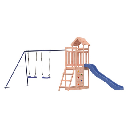 Playhouse with Slide Swings Rockwall Solid Wood Douglas