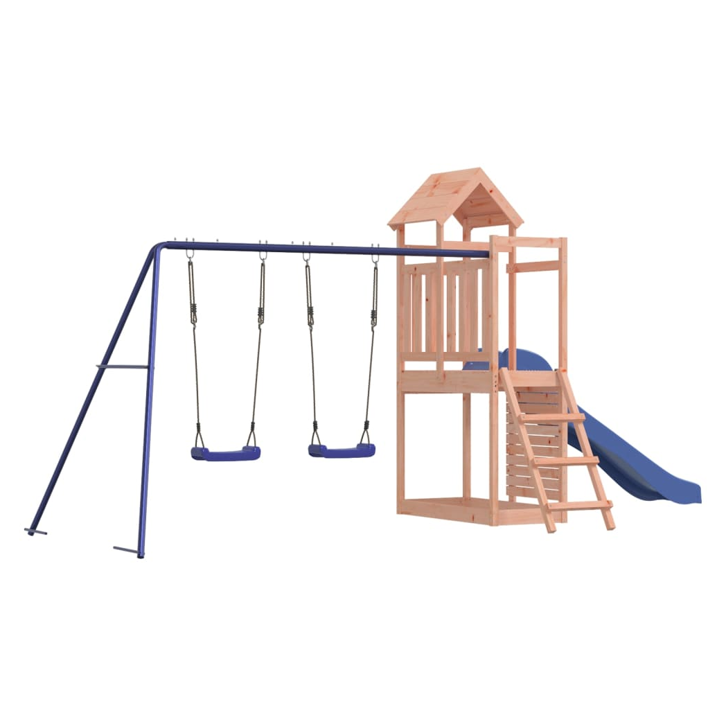 Playhouse with Slide Swings Rockwall Solid Wood Douglas