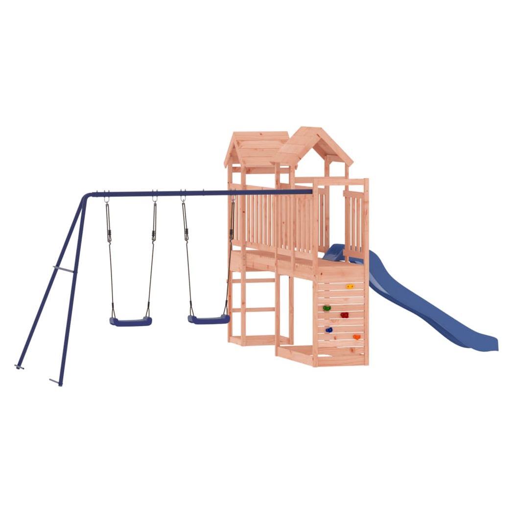 Playhouse with Slide Swings Rockwall Solid Wood Douglas
