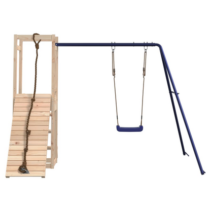 Playhouse with Swing Climbing Wall Solid Wood Pine