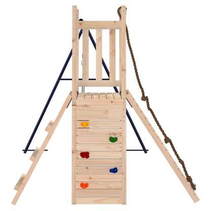 Playhouse with Swing Climbing Wall Solid Wood Pine