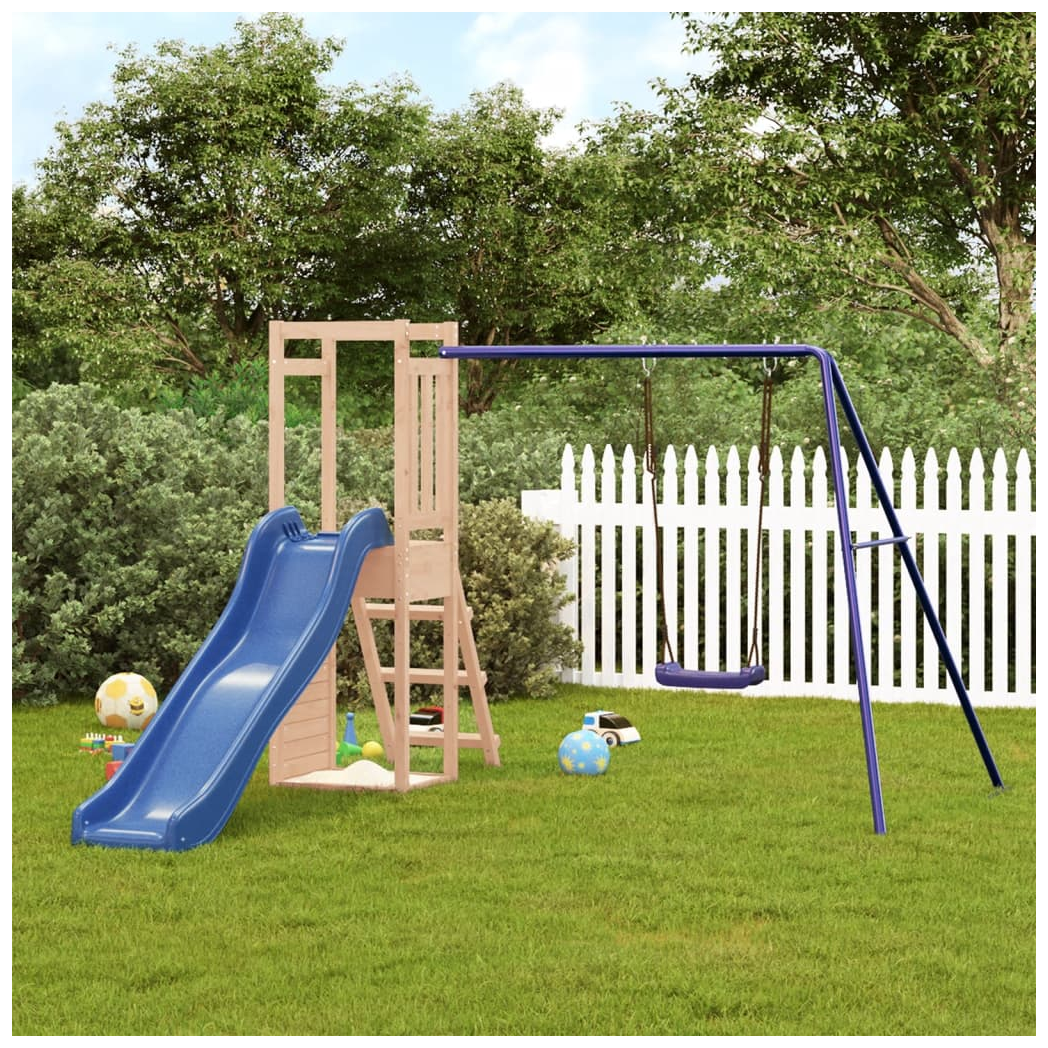 Playhouse with Slide Swing Rockwall Solid Wood Pine