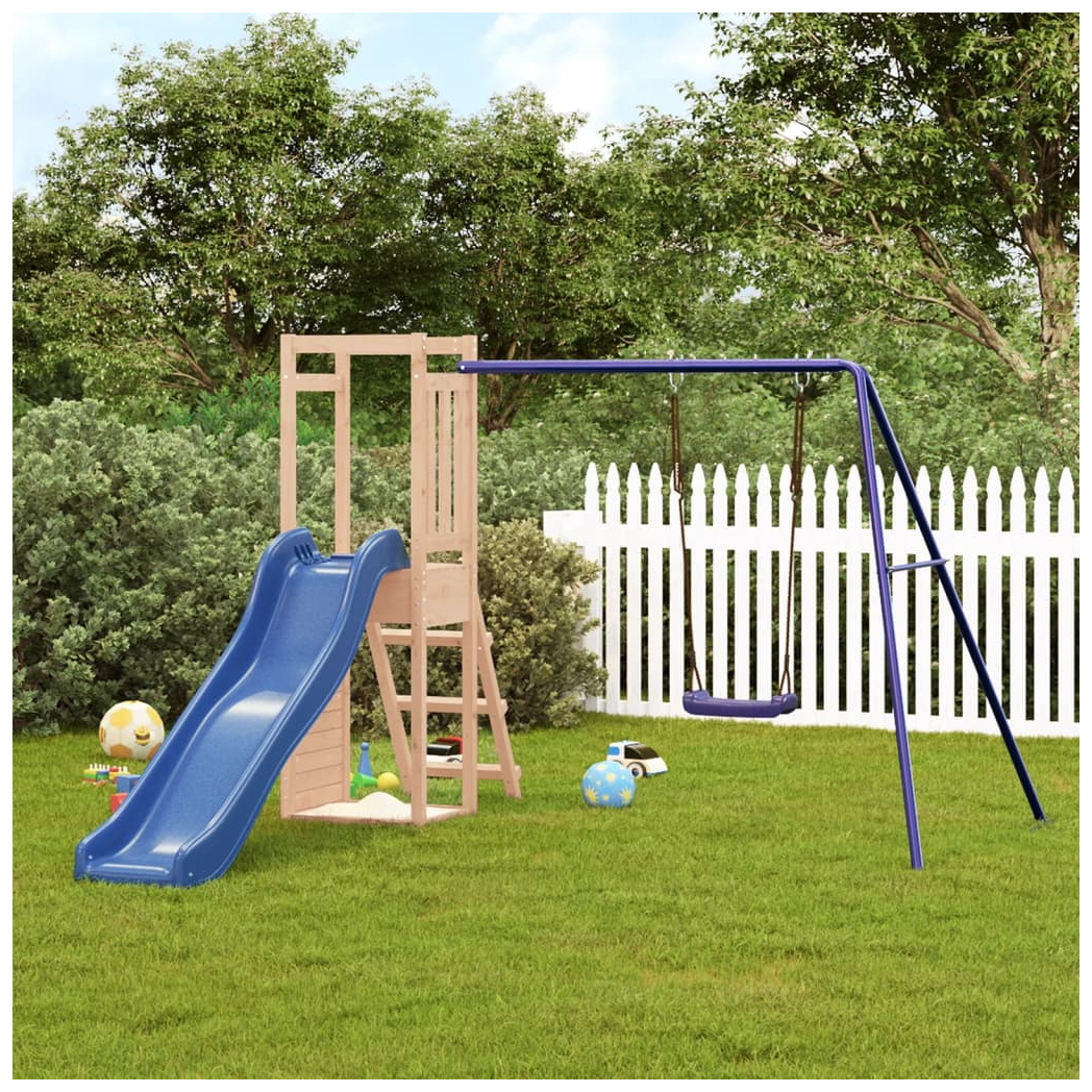 Playhouse with Slide Swing Rockwall Solid Wood Pine