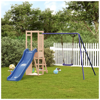 Playhouse with Slide Swing Rockwall Solid Wood Pine