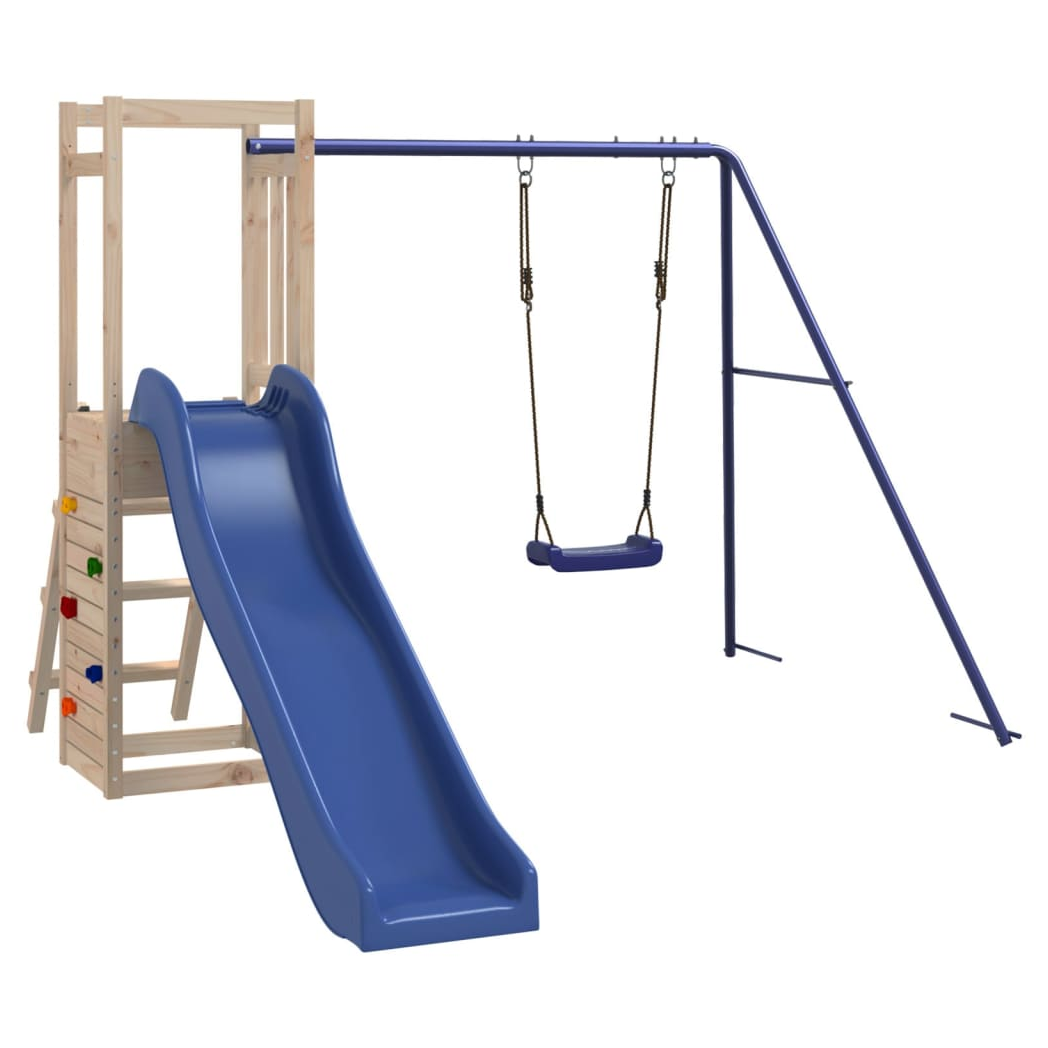 Playhouse with Slide Swing Rockwall Solid Wood Pine