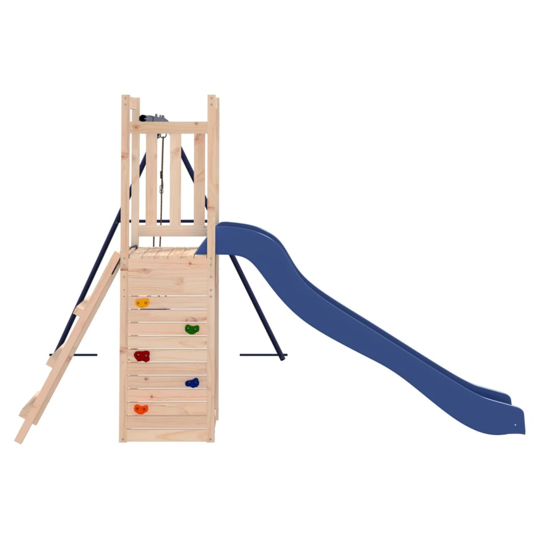 Playhouse with Slide Swing Rockwall Solid Wood Pine